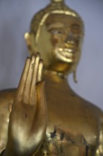 Gilded Buddha statue in Wat Pho, Temple of the Reclining Buddha, Bangkok, Thailand, Asia