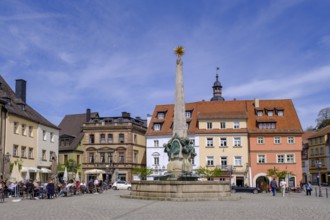 Luitpold Fountain on the market square, Kulmbach, Upper Franconia, Bavaria, Germany, Europe