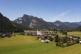 Drone image, Sankt Martin bei Lofer, Saalachtal, Pinzgau, Salzburg province, Austria, Europe