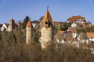 Towers of the town wall in Fritzlar, Schwalm-Eder district, Hesse, Germany, Europe