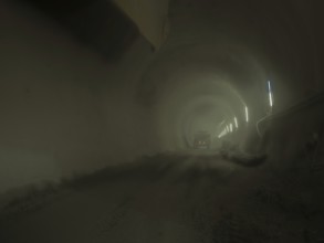 Removal of rubble after blasting in a tunnel section in the H53 construction lot, Brenner Base