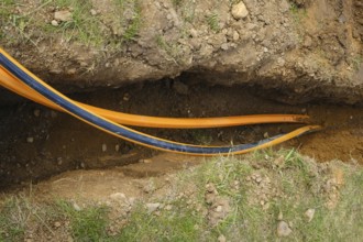 Rheinbach, North Rhine-Westphalia, Germany - Internet broadband expansion, construction site for