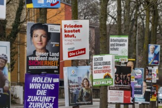 Election posters for the Bundestag election 2025, BTW25. Election advertising of various parties on