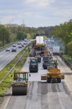 Wesel, North Rhine-Westphalia, Germany, road construction, asphalt pavers and road rollers lay new