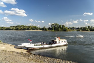 2Bike and passenger ferry on the Rhine in Rees, Lower Rhine, North Rhine-Westphalia, Germany,