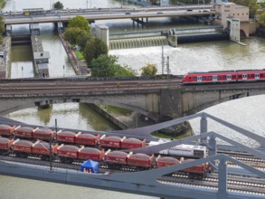 Load test on the Neckar Bridge, aerial view. Due to the unusual design, dimensional checks are