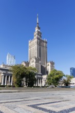 Palace of Culture building in the city centre in Warsaw, Poland, Europe