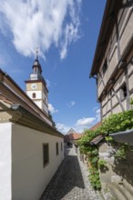 Inner courtyard with wine cellars and St John's Church in the historic fortified church,