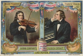 Picture series Virtuosen der Tonkunst, Nicolo Paganini and Frederic Chopin, Liebig picture,