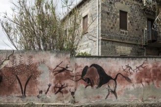 Wall painting, murals, graffiti, street art, San Sperate, Sardinia, Italy, Europe