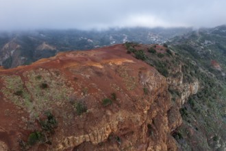 Aerial view, red earth, erosion, La Gomera, Canary Islands, Spain, Europe