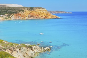 View of Provatas bay, Milos Island, Cyclades Islands, Greece, Europe