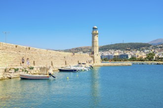 Venetian lighthouse, Rethymno, Crete, Greek Islands, Greece, Europe