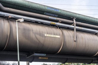 Pipelines for district heating, blast furnace gas, at the Thyssenkrupp Steel site in Duisburg