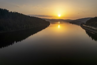 Sunset at the Schluchsee reservoir, Black Forest, Baden-Württemberg, Germany, Europe