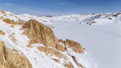 Winter landscape of the Pamir Plateau, Jarty Gumbez, Gorno-Badakhshan Province, Tajikistan, Central