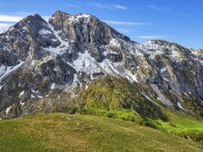 View of Monte Cernera at Passo di Giau, snow, mountain pass in the Dolomites, Belluno, Italy,