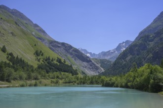 Lake with turquoise glacier water, Villar-d'Arêne, Département Hautes-Alpes, France, Europe