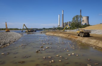 Dinslaken, Voerde, North Rhine-Westphalia, Germany, Emscher estuary into the Rhine. Construction