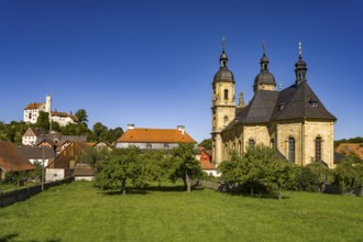 Pilgrimage church of the Holy Trinity and the castle in Gößweinstein, Franconian Switzerland,