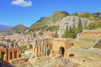 The Greek theatre, Taormina, Sicily, Italy, Europe