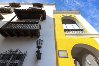 Columbia, Unesco site, colorful Cartagena Walled City Cuidad Amurrallada in historic city center.