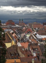 City, roofs, church, Herz-Jesu-Kirche, Freiburg im Breisgau, Germany, Europe