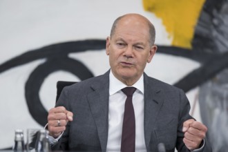 Olaf Scholz (Federal Chancellor of the Federal Republic of Germany, SPD) at a press conference