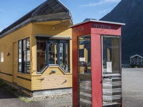 Shop for used books in norwegian book town Fjaerland at the Sognefjord, Norway, Europe