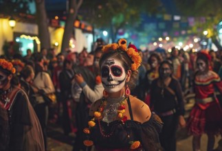 Mexican holiday Day of the Dead, Aztec celebration when families honor their ancestors, AI