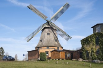 Town windmill, Galerie-Holländer, Malchow, island town, Mecklenburg Lake District, Mecklenburg,