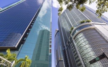 Miami downtown financial skyline and business shopping center near Biscayne bay and South beach