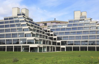 Student accommodation buildings known as Ziggurats, campus of University of East Anglia, Norwich,