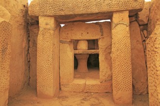 Mnajdra neolithic megalithic prehistoric temple complex site, Malta, Europe