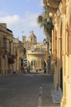 Domed roof of basilica St George church in town centre of Victoria Rabat, Gozo, Malta, Europe