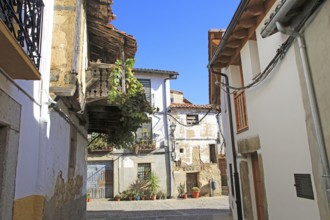 Traditional architecture Plaza Mayor, village of Cuacos de Yuste, La Vera, Extremadura, Spain,