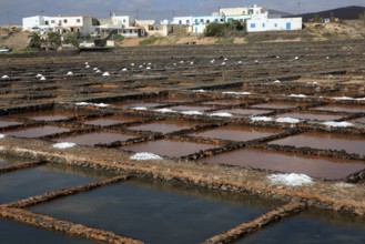 Evaporation of sea water in salt pans, Museo de la Sal, Salt museum, Las Salinas del Carmen,