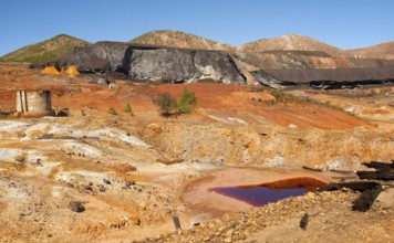 Lunar like despoiled landscape opencast mineral extraction Minas de Riotinto mining area, Huelva