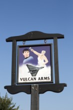 Pub sign Vulcan Arms, Sizewell Gap, Suffolk, England, UK