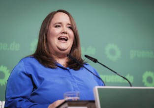 Ricarda Lang, Federal Chairwoman of Bündnis 90/Die Grünen, recorded during a press conference in