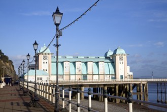 Promenade, pier and beach in winter, Penarth, Wales, United Kingdom, Europe