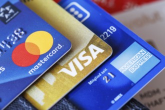 Credit cards from VISA, Mastercard and American Express in Stuttgart, Germany, Europe