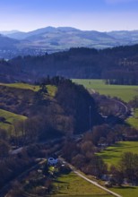 View from the Calvary into the Lower Diemel Valley, Marsberg, Sauerland, North Rhine-Westphalia,