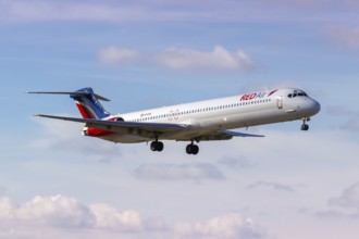 A McDonnell Douglas MD-82 aircraft of Red Air with the registration number HI1069 at Miami Airport,