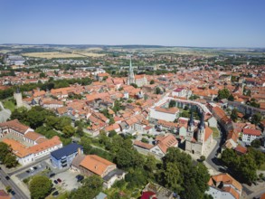 A bird's eye view of the old town centre of Mühlhausen