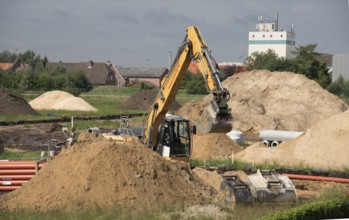 Europe Germany Lower Saxony Stade district, civil engineering, dredging, new development area,