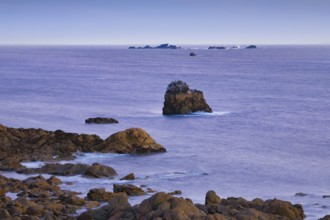 Colourful evening scene with striking rocks on the Atlantic coast near Porspoder, Bretgane, France,