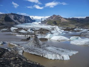 Glacier tongue of the Öræfajökull, glacial lake, Iceland, Europe