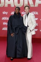 Lashana Lynch and Eddie Redmayne at the German premiere of The day of the Jackal at the Zoo Palast