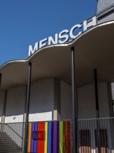 Building façade at a Diakonie station in Frankfurt's railway station district, Hesse, Germany,